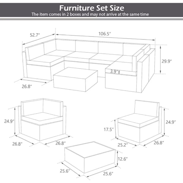 7 Pieces Patio Furniture Set,